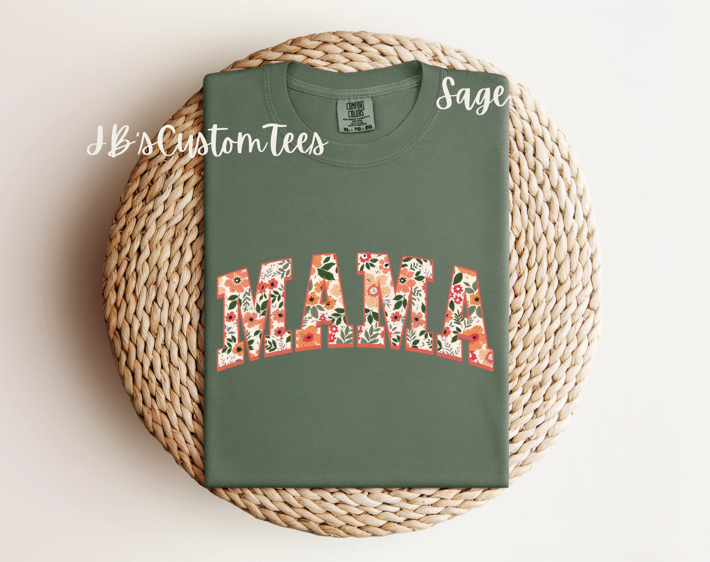 Floral MAMA Comfort Colors Tee