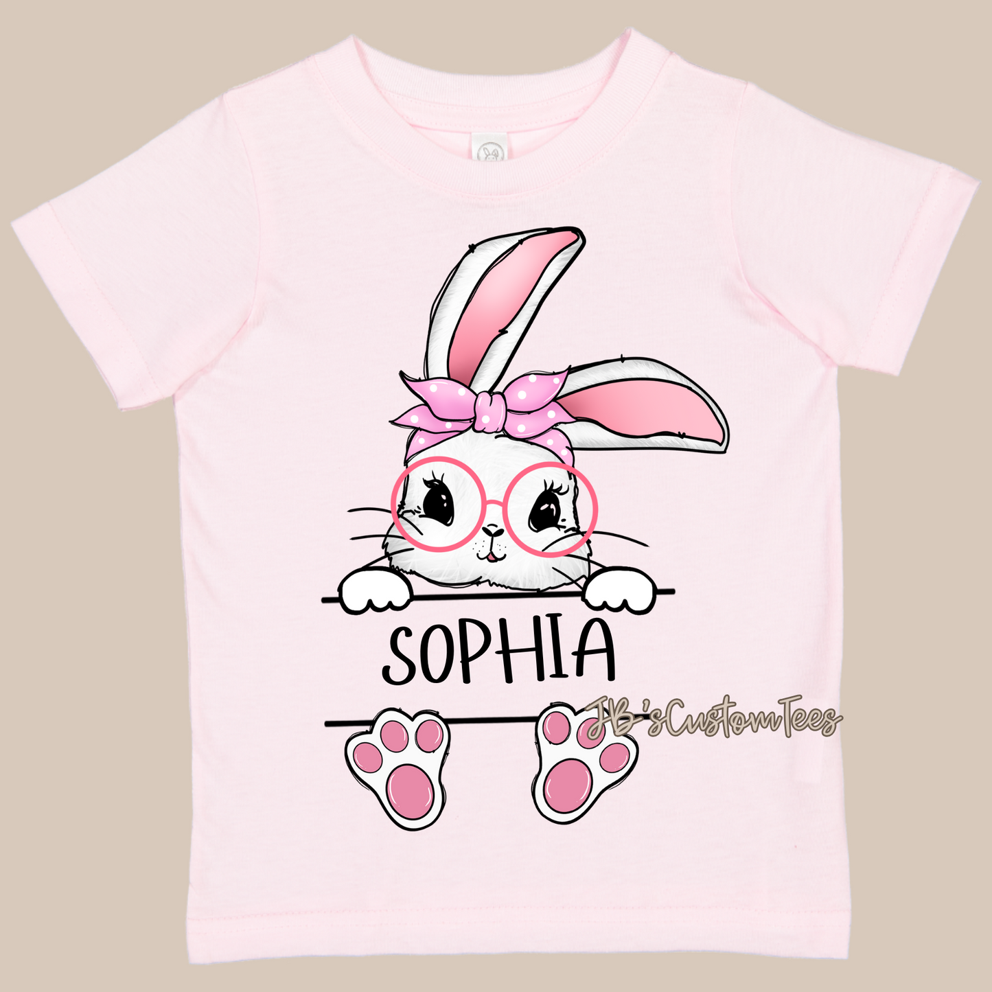 Custom Name Pink Bunny Toddler/Youth Tee