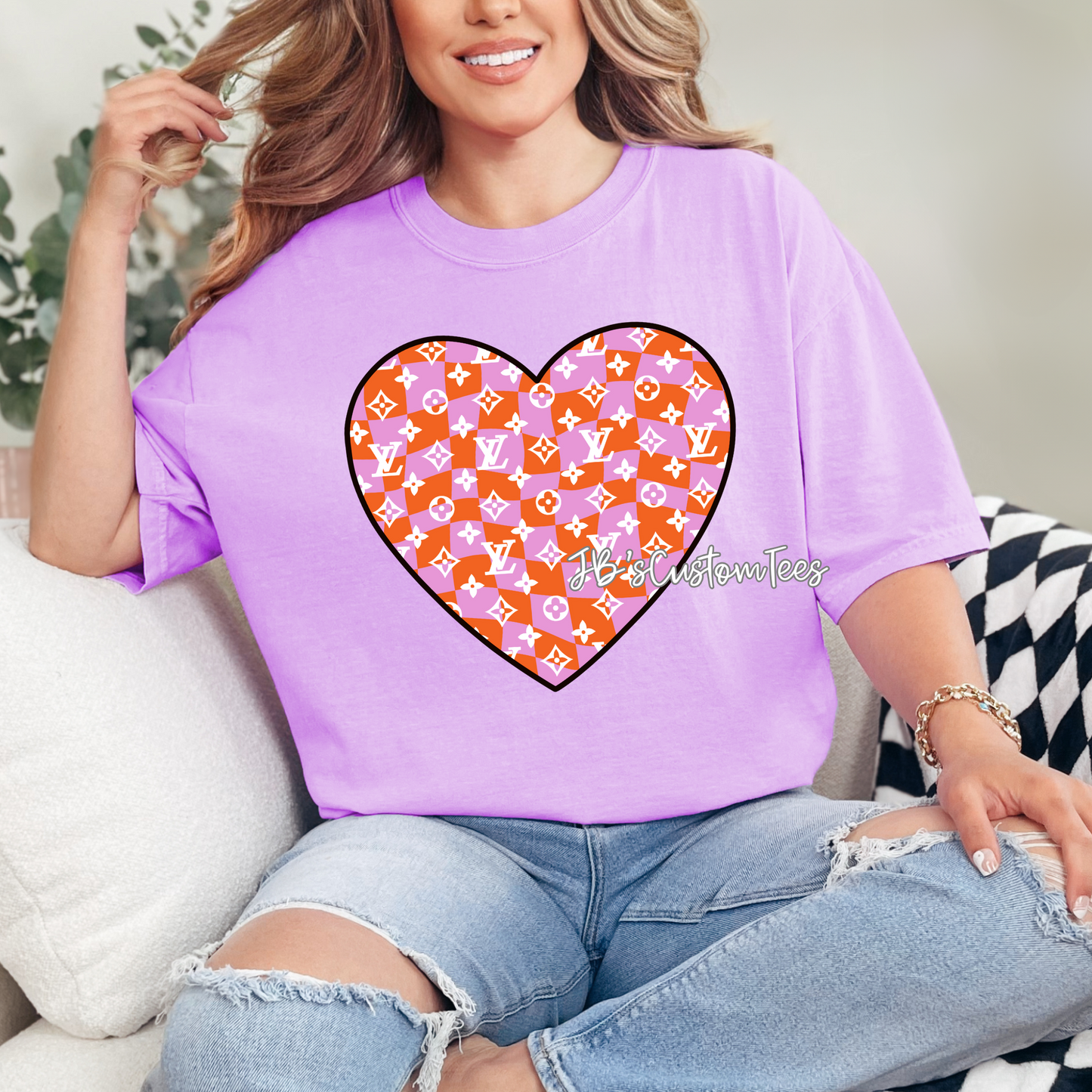 L V Checkered Heart