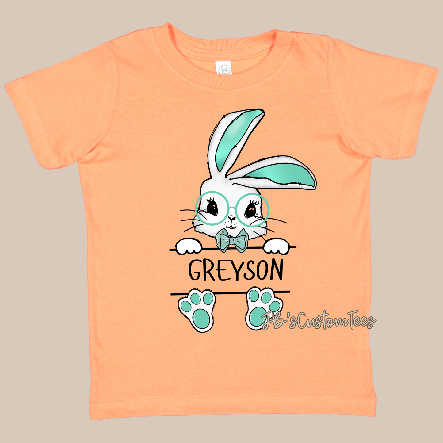 Custom Name Teal Bunny Toddler/Youth Tee