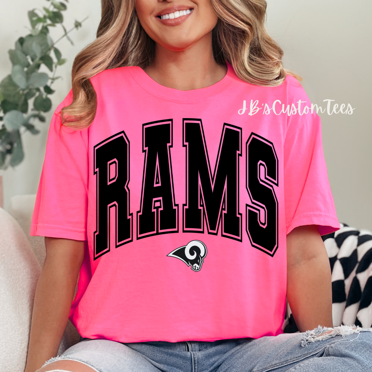 Curved Black Varsity Rams