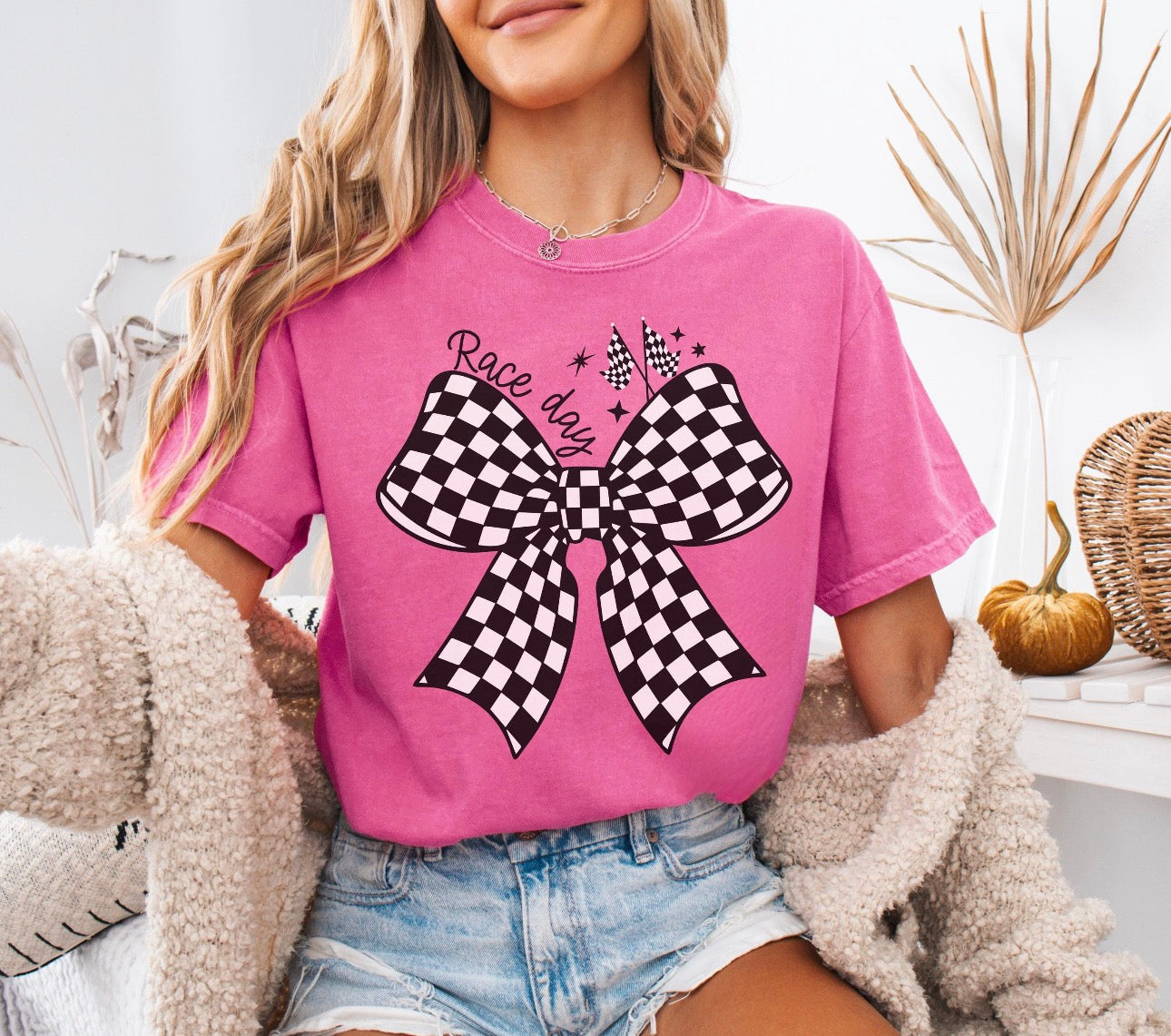 Race Day Checkered Bow