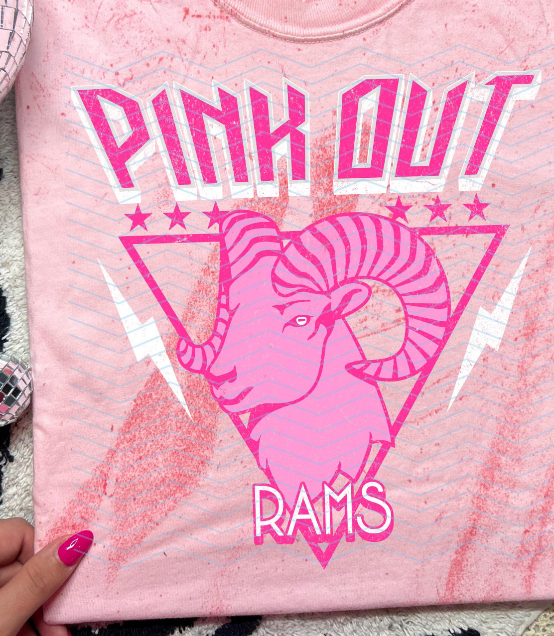 Pink Out Rams - Smoke Comfort Colors Tee