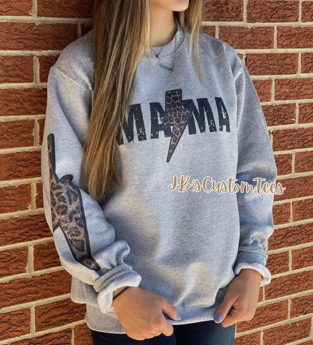 Leopard Lightening Bolt Mama Sweatshirt