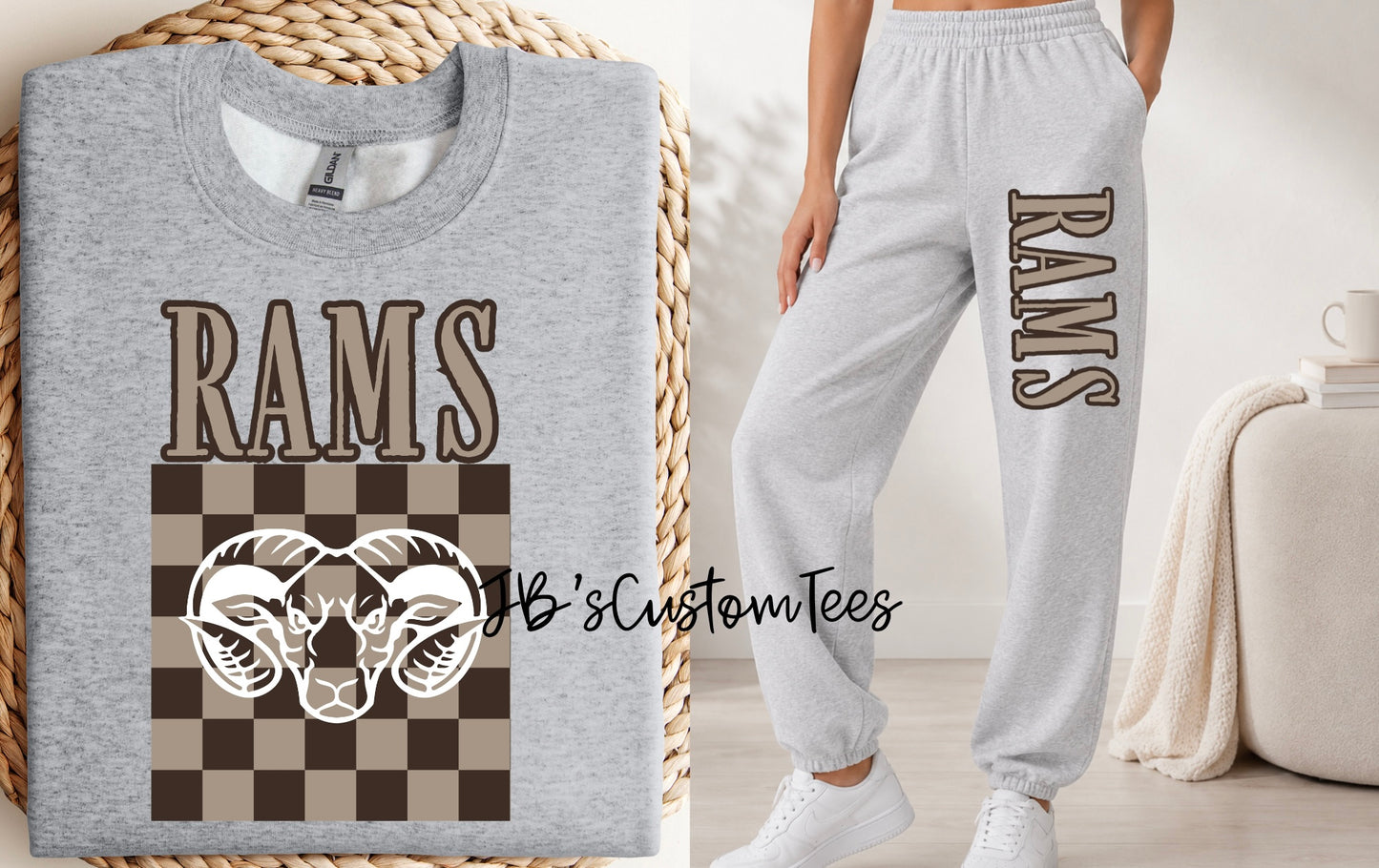 Brown Checkered Rams Sweat Set