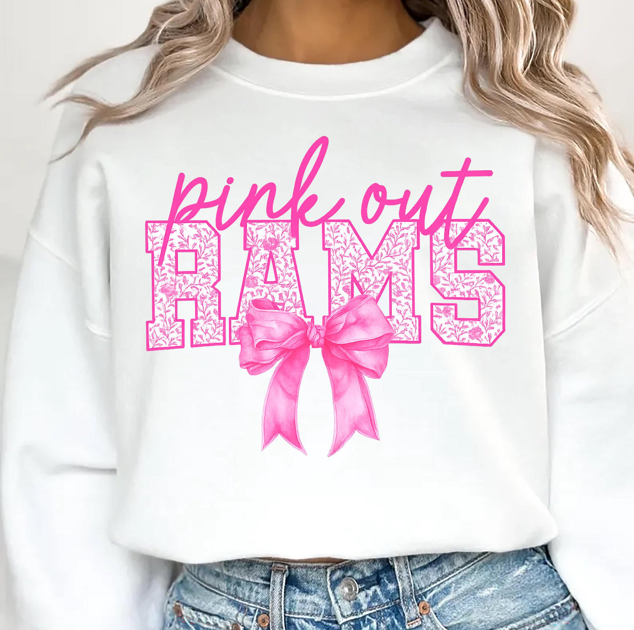 Pink Out Rams - Floral Bow