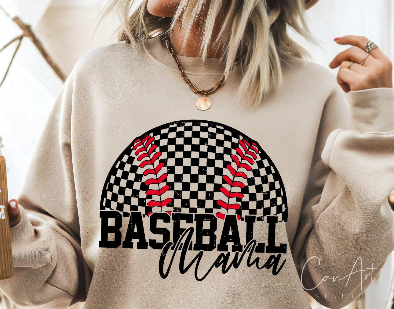 Checkered Baseball Mama