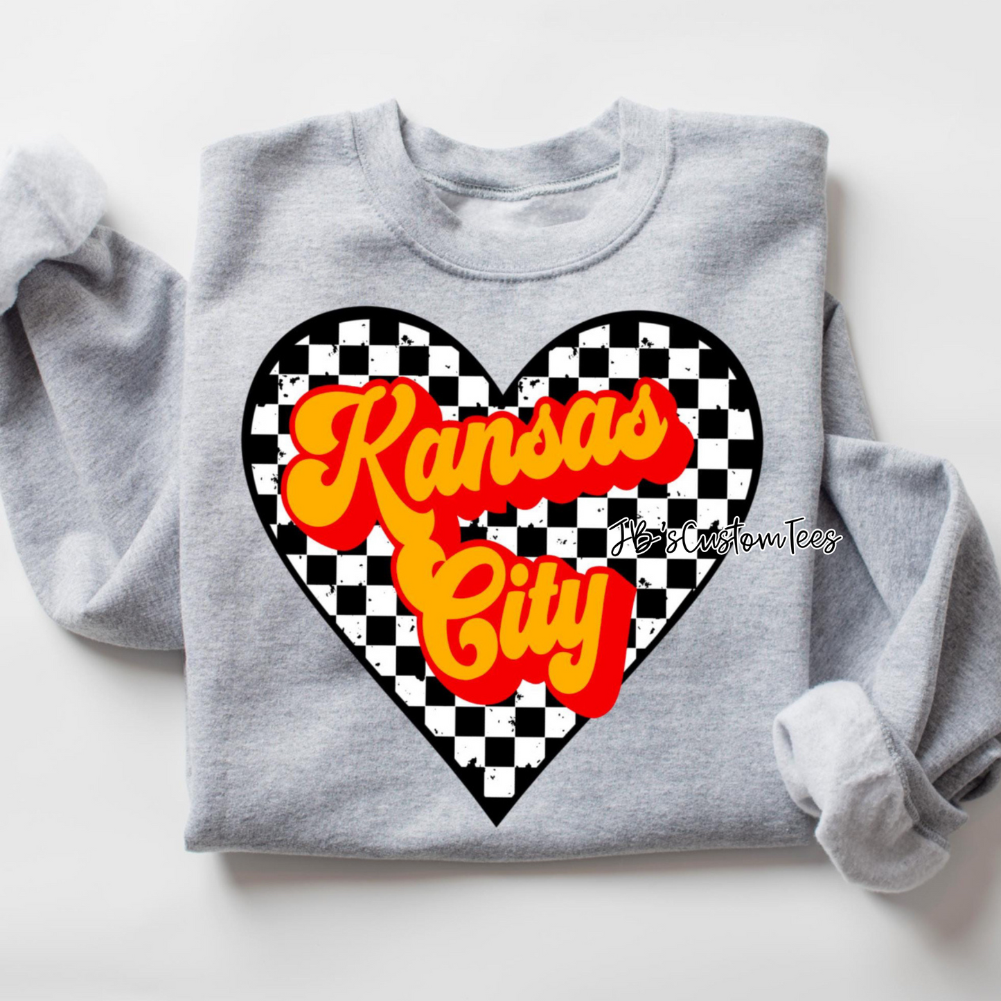 Checkered Heart KC Youth Bella Canvas Tee