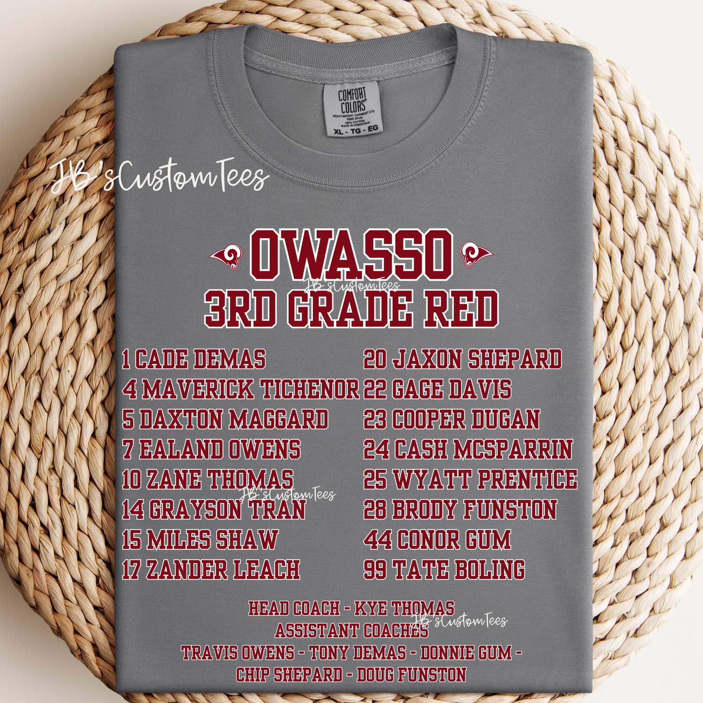 Owasso 3rd Grade Red Comfort Colors Tee