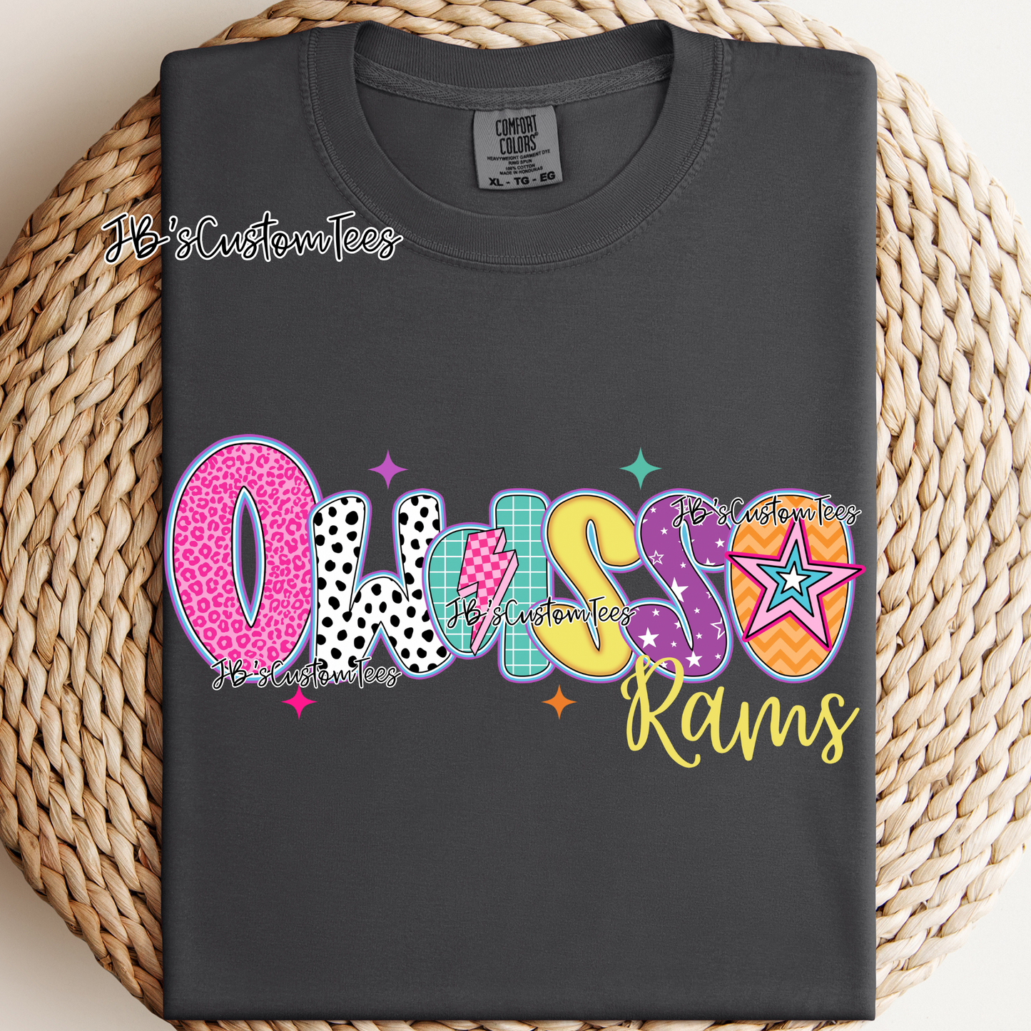 Owasso Rams - Preppy Doodle School Spirit Tee