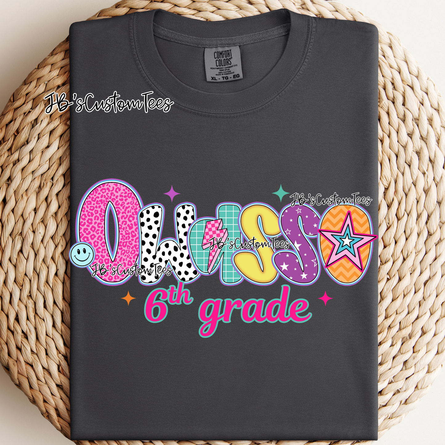 Owasso 6th Grade - Preppy Doodle School Spirit Tee