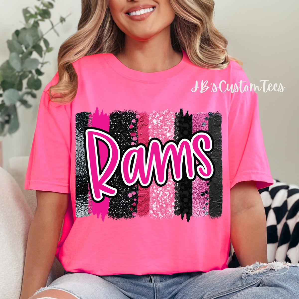 Neon Pink Rams Comfort Color Tees