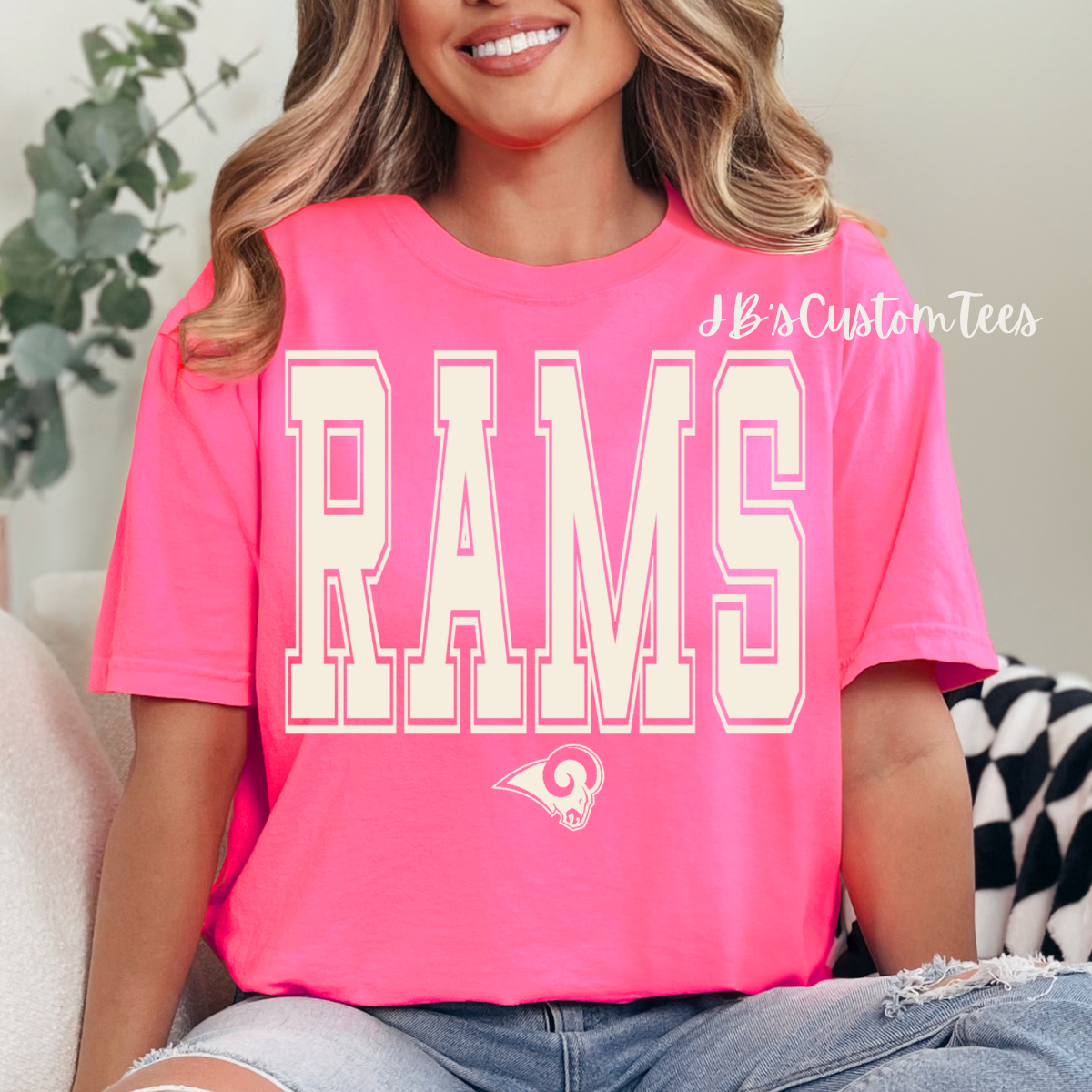 Neon Pink Rams Comfort Color Tees