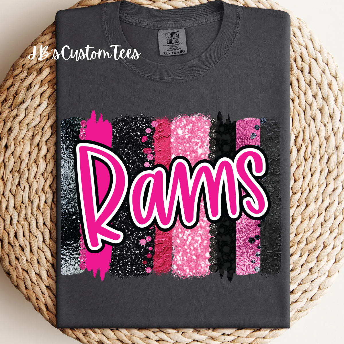 Pink Brushstroke Rams CC Tee