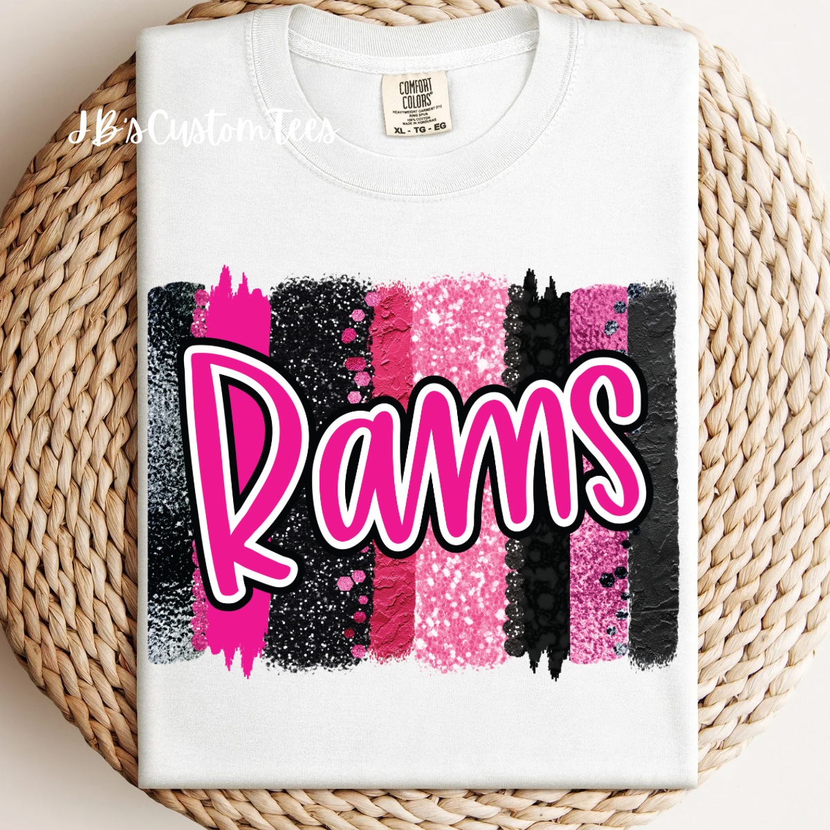 Pink Brushstroke Rams CC Tee