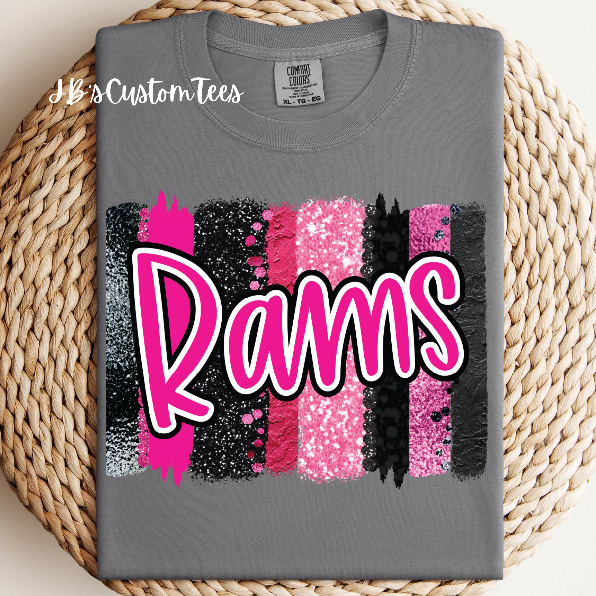 Pink Brushstroke Rams CC Tee