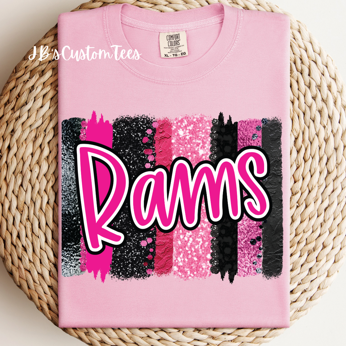 Pink Brushstroke Rams CC Tee