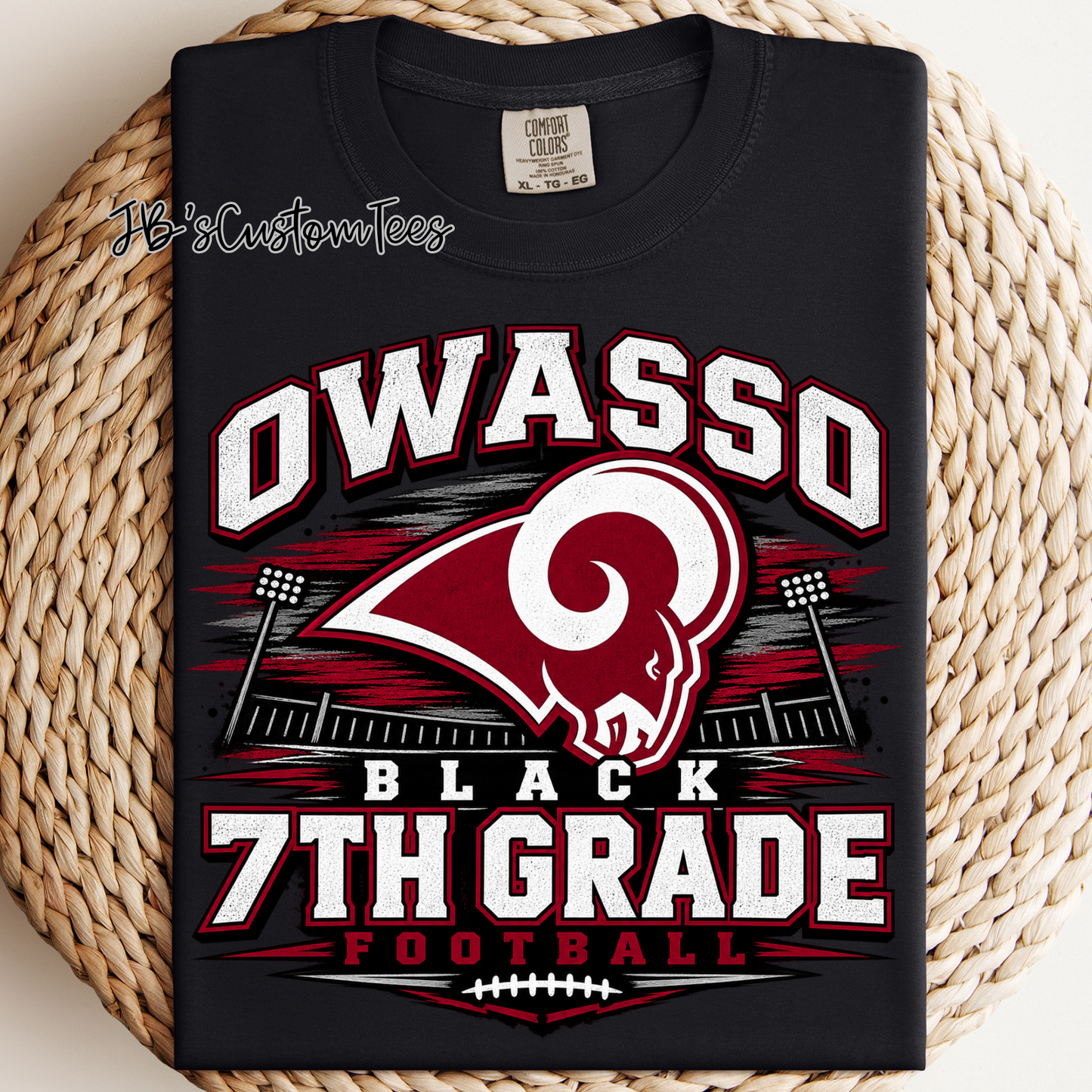 Owasso Rams 7th Grade Black - Roster Back - Adult - 2026