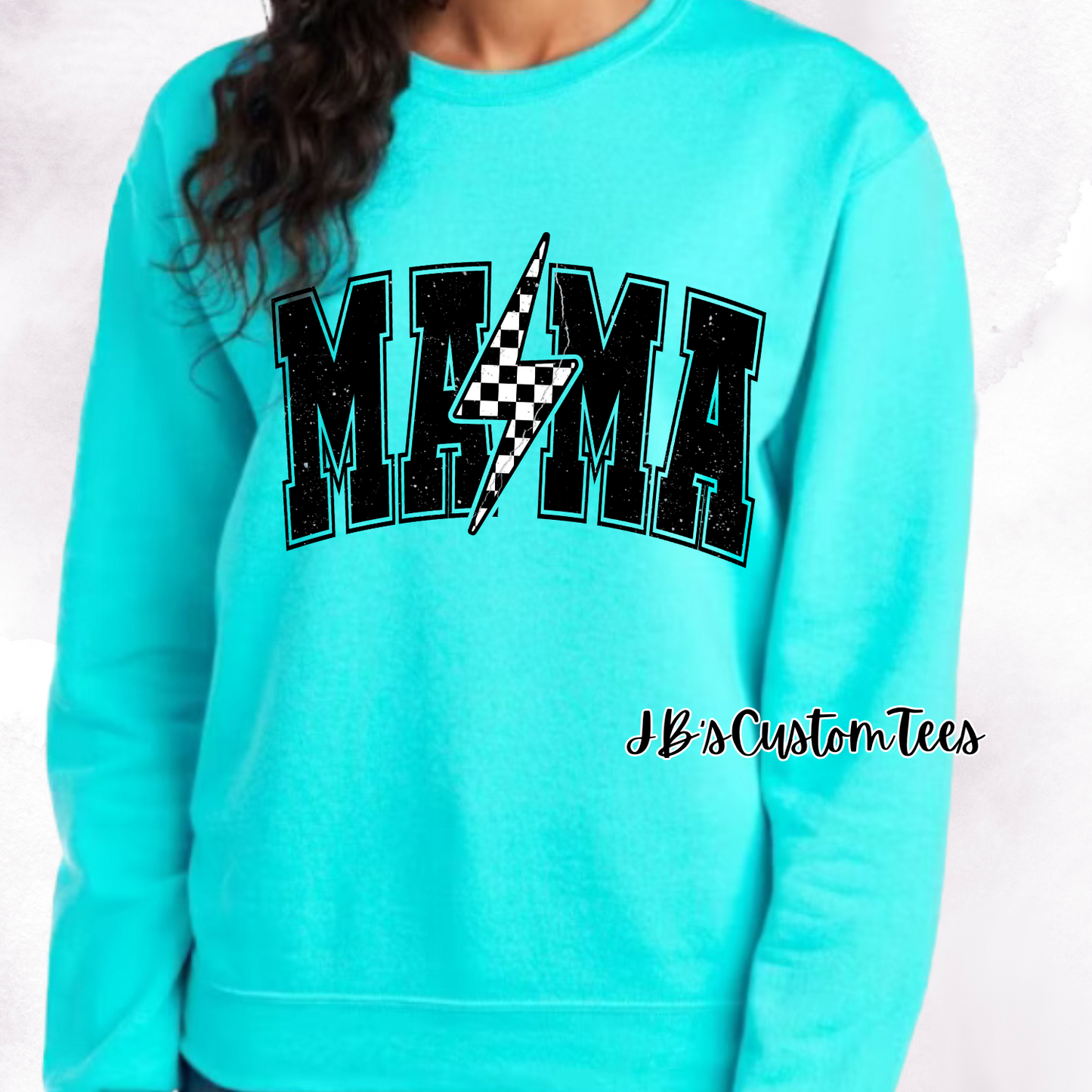 Mama Checkered Lightening Bolt Gildan T-Shirt or Sweatshirt