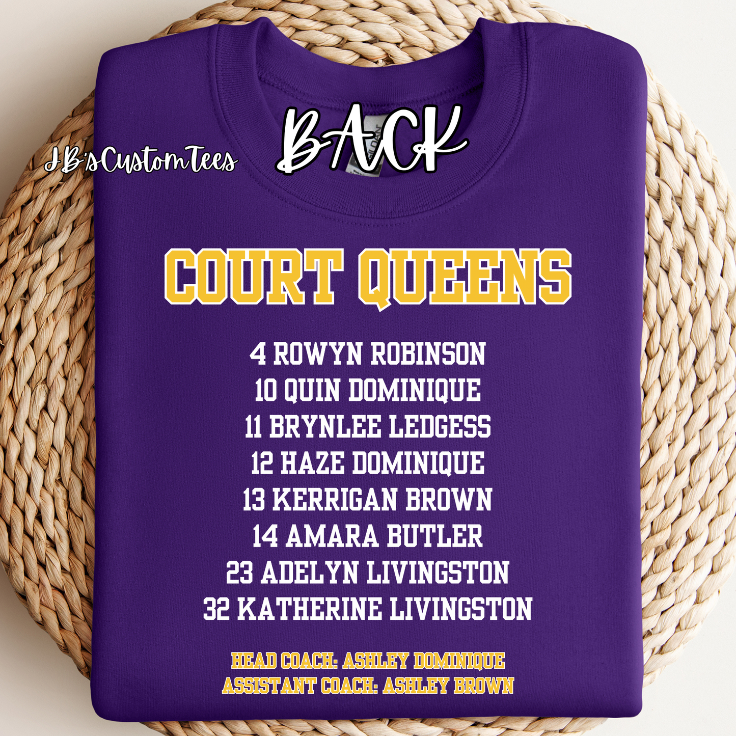 Court Queens Adult Gildan Long Sleeve with Roster Back