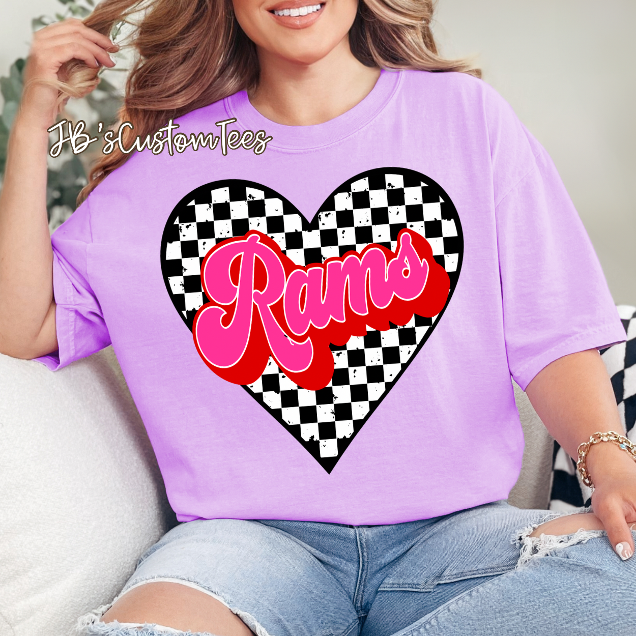 Rams Valentine Checkered Heart