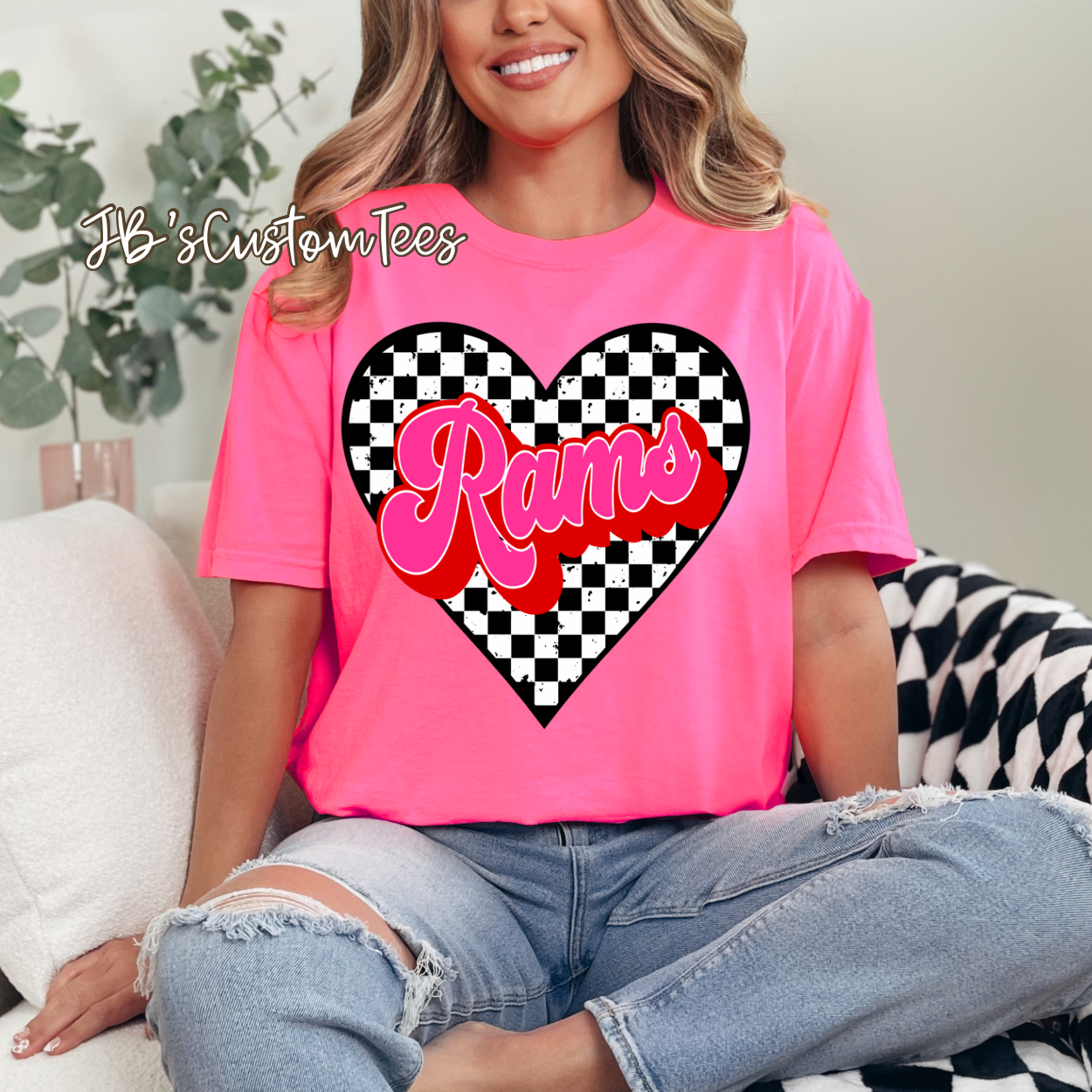 Rams Valentine Checkered Heart