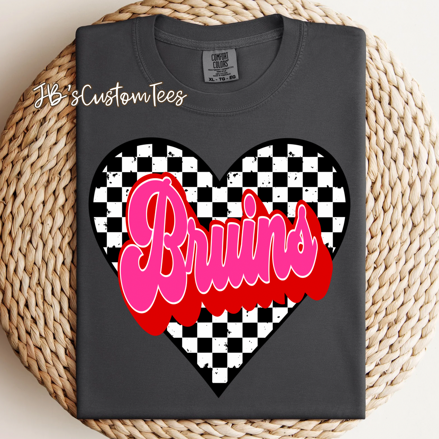 Bruins Valentine Checkered Heart