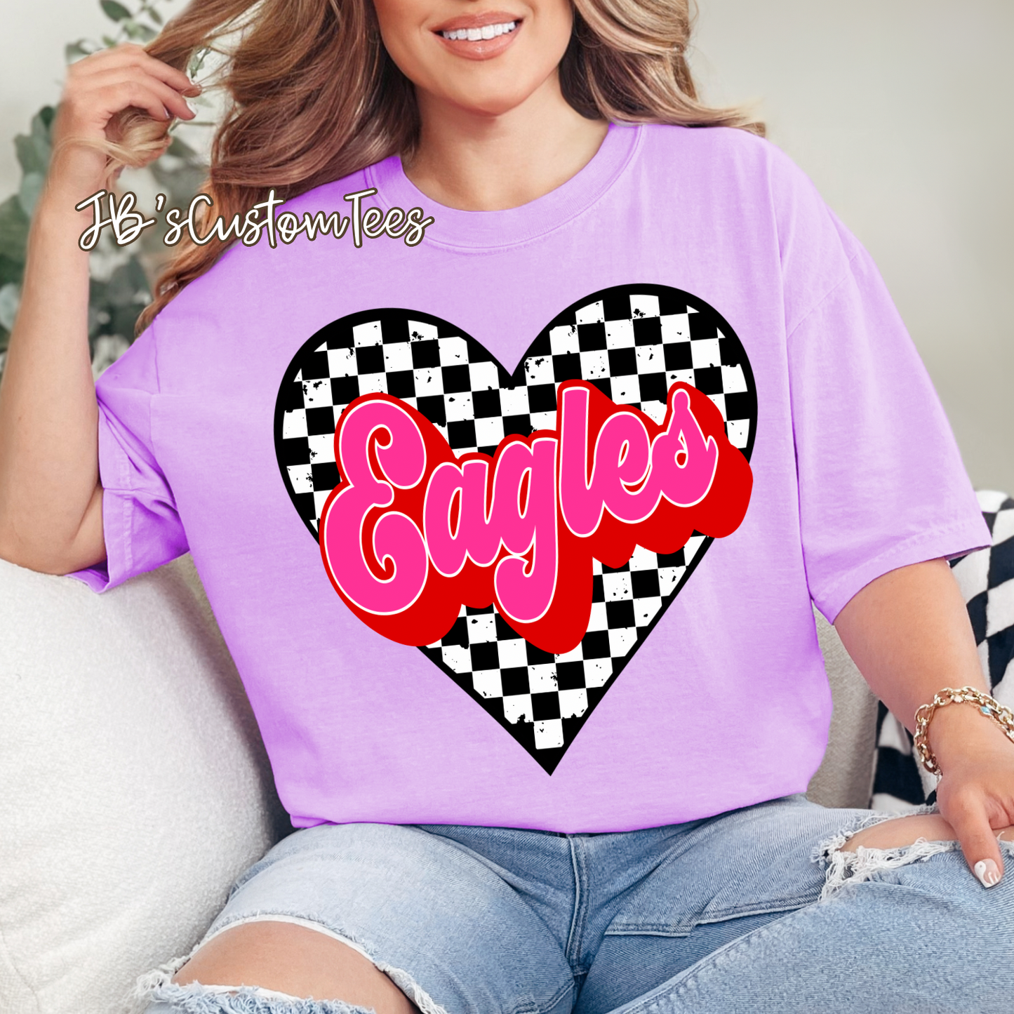 Eagles Valentine Checkered Heart