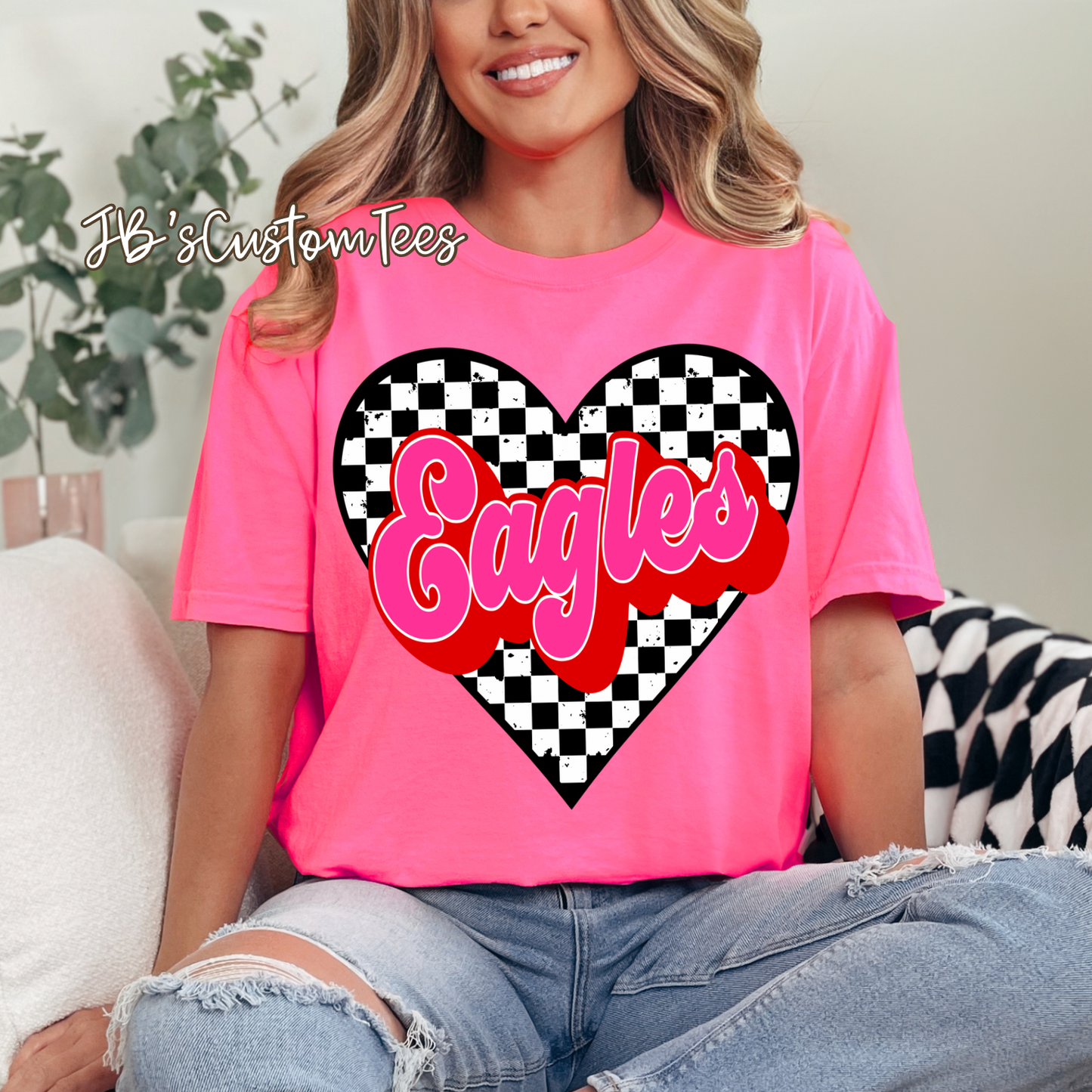 Eagles Valentine Checkered Heart