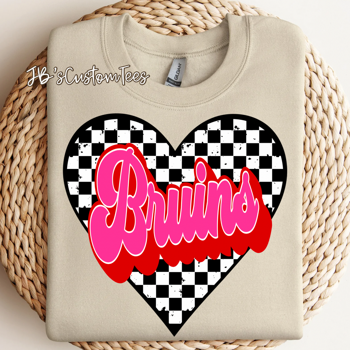 Bruins Valentine Checkered Heart