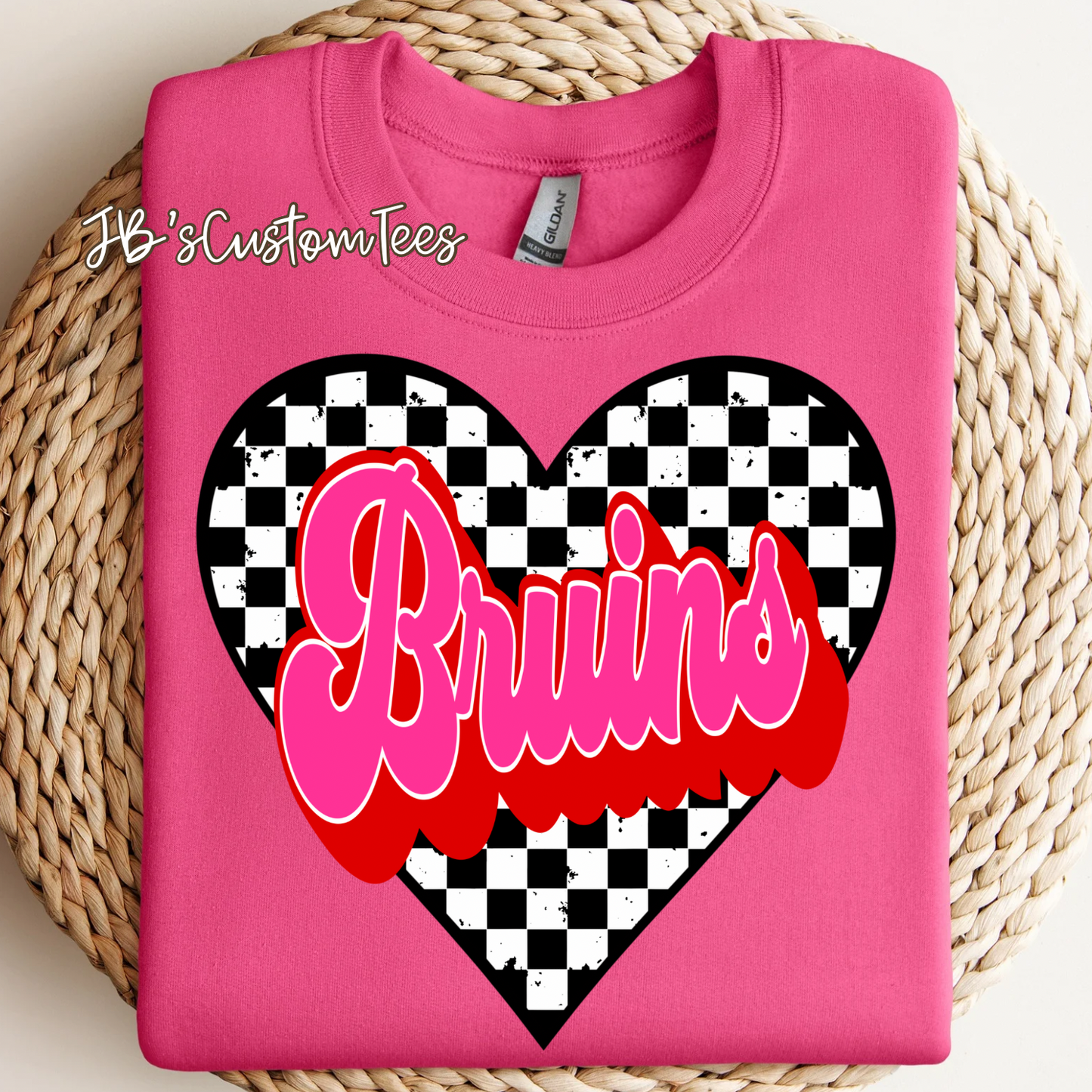 Bruins Valentine Checkered Heart