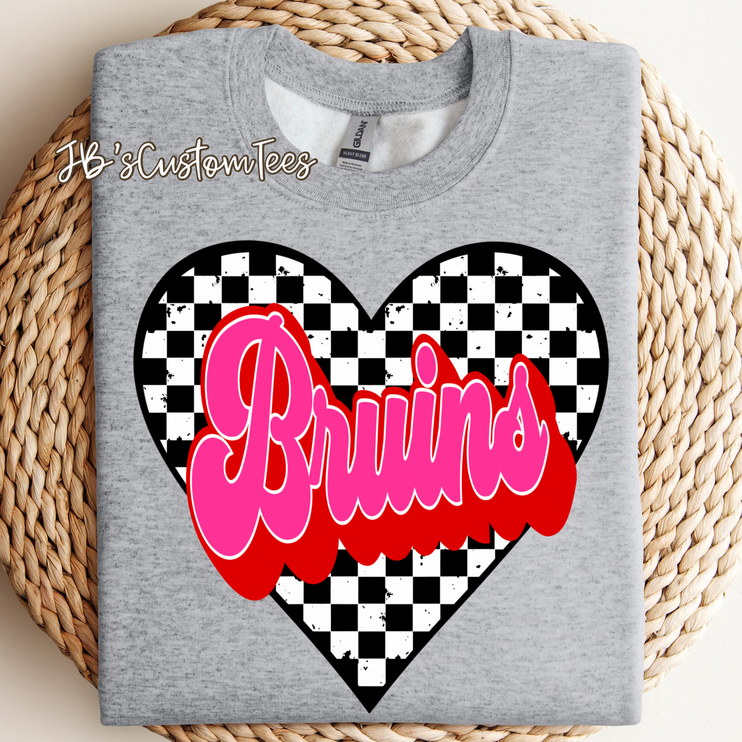 Bruins Valentine Checkered Heart