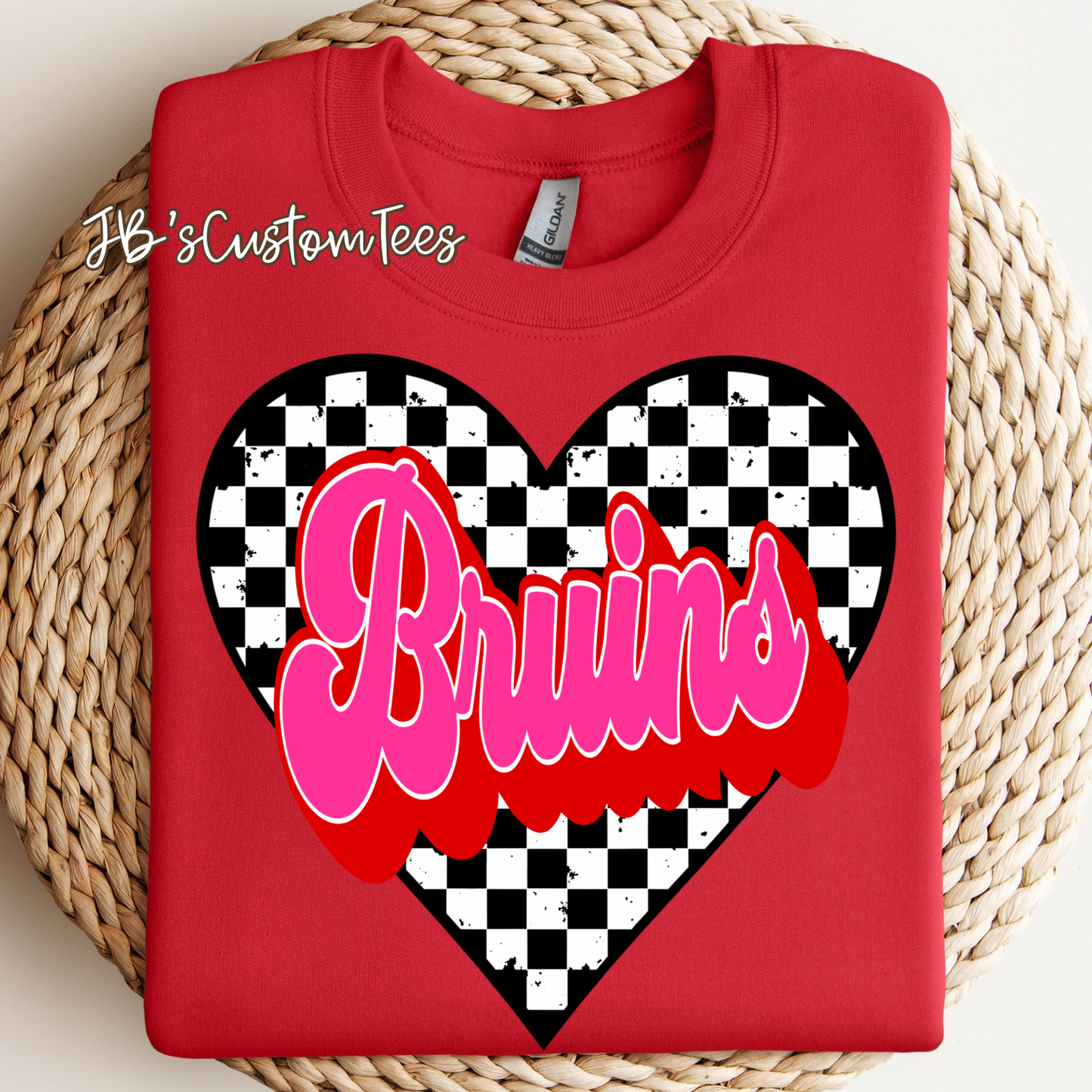 Bruins Valentine Checkered Heart