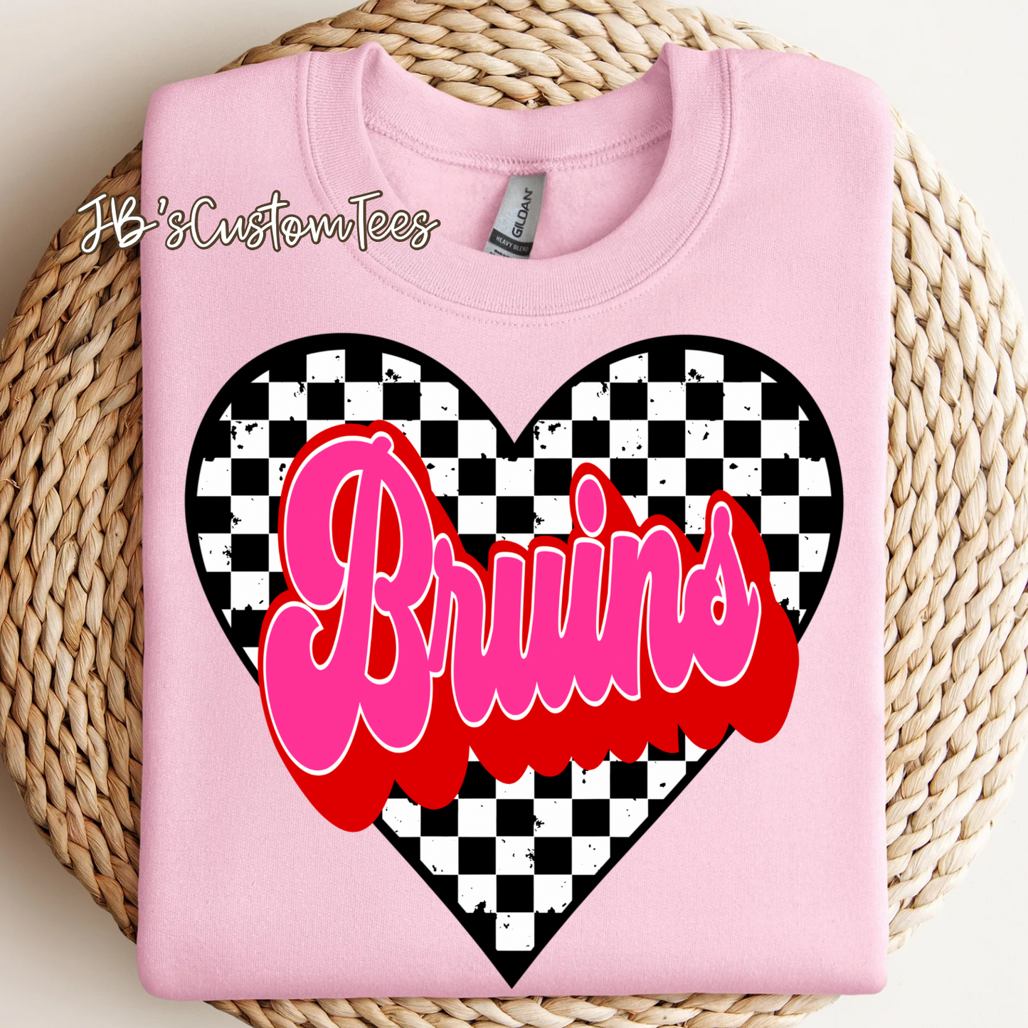 Bruins Valentine Checkered Heart