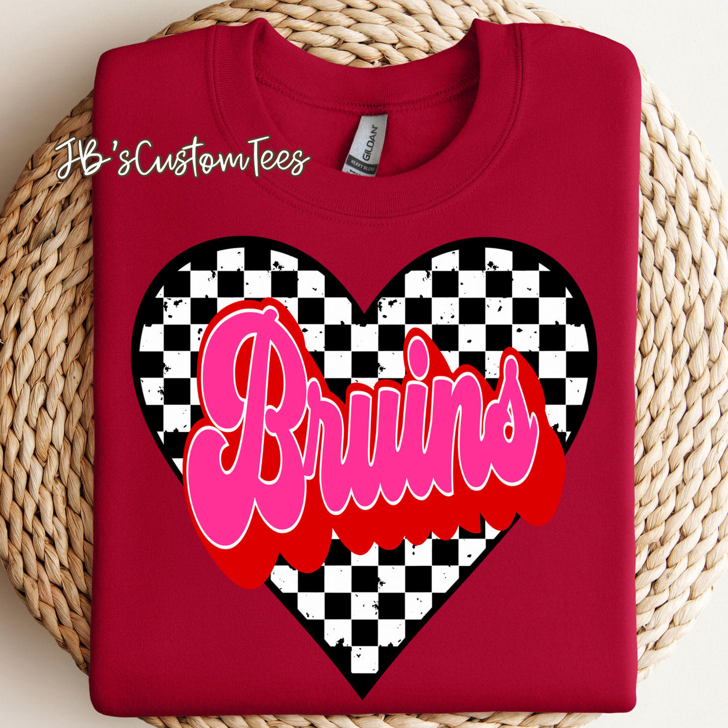 Bruins Valentine Checkered Heart