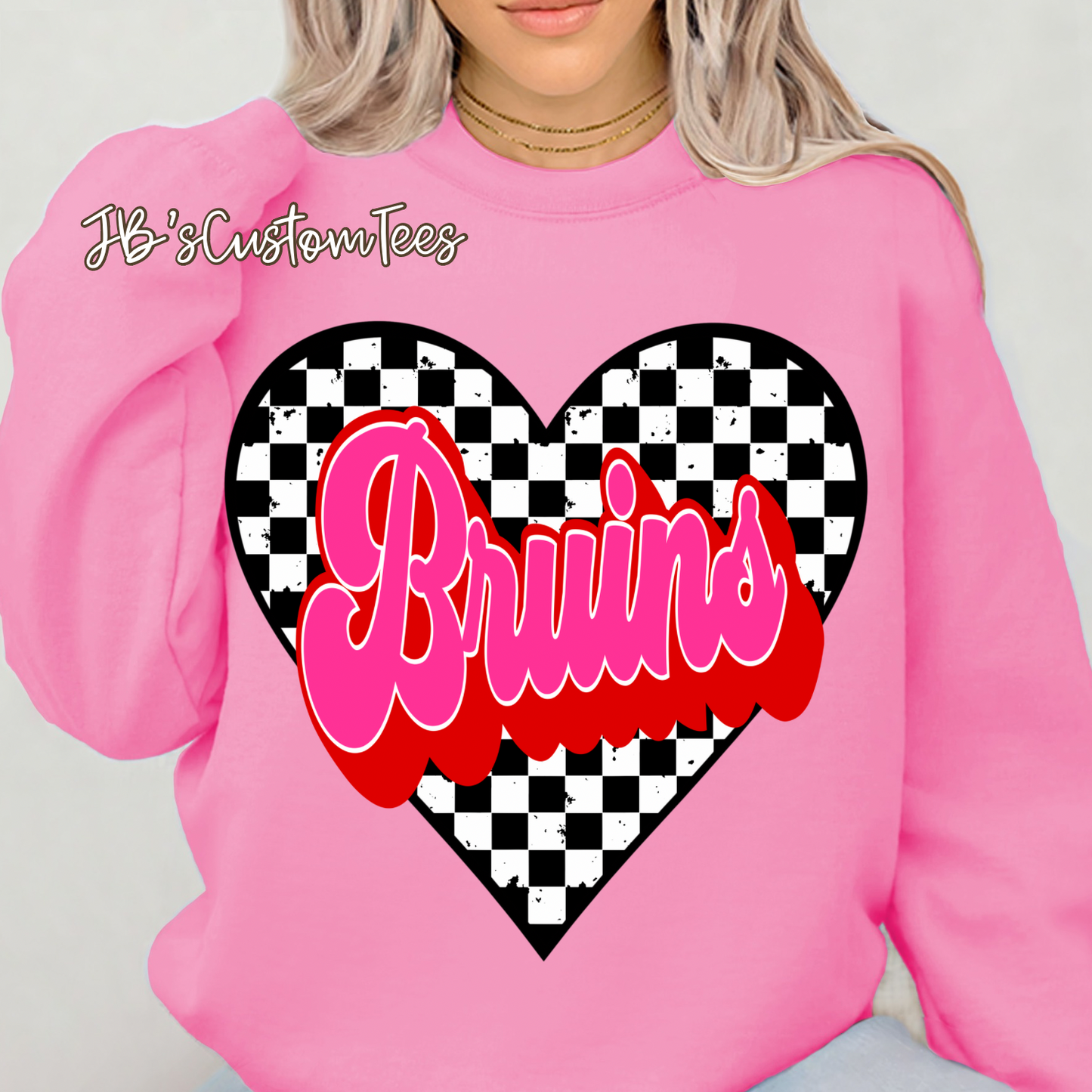 Bruins Valentine Checkered Heart