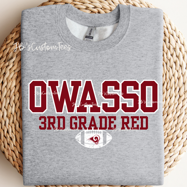 Owasso Rams 3rd Grade Red Football 2025