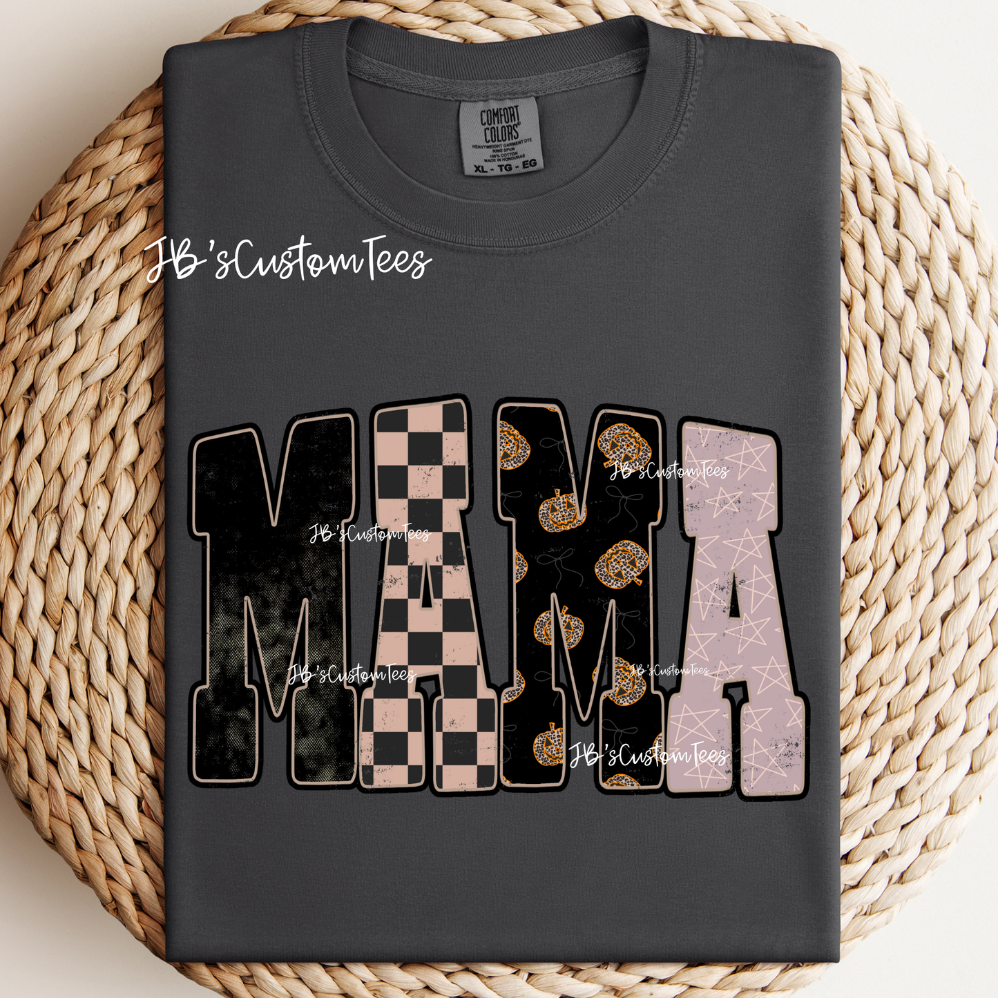 Retro Checkered Pumpkin Mama