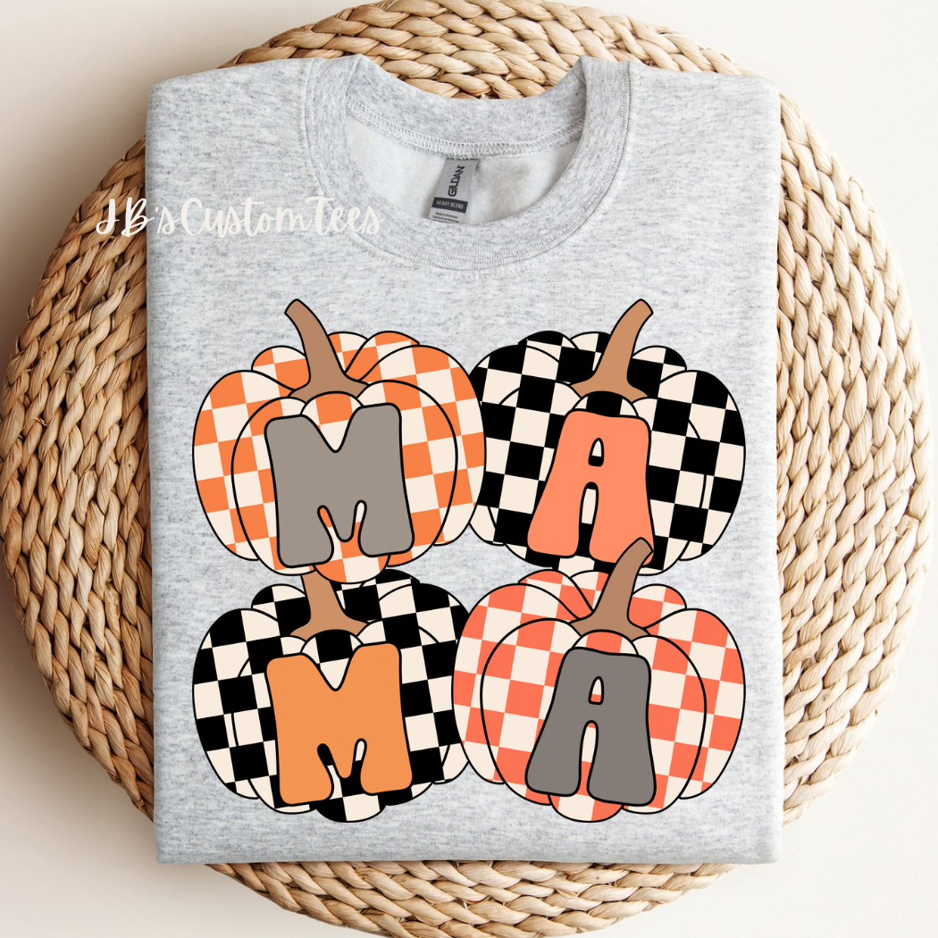 Mama Checkered Pumpkin Sweatshirt