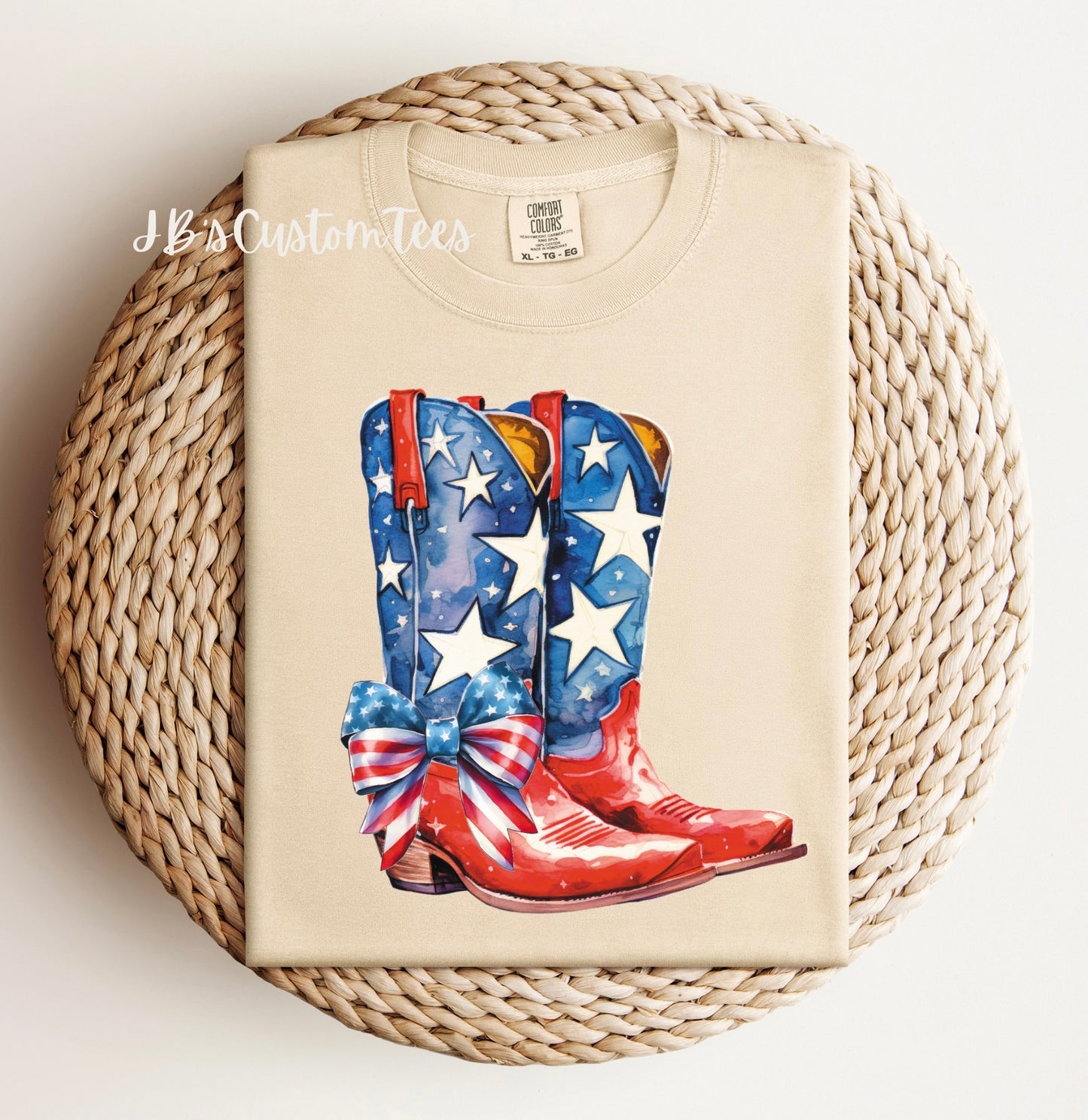 Cowboy Patriotic Boots Comfort Colors Tee