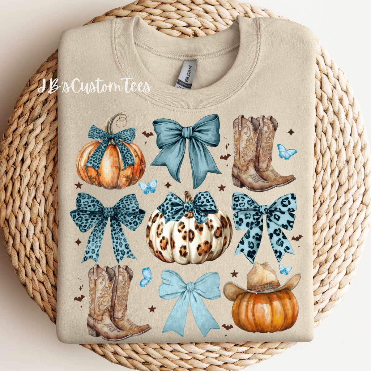 Blue Leopard Western Pumpkin Sweatshirt