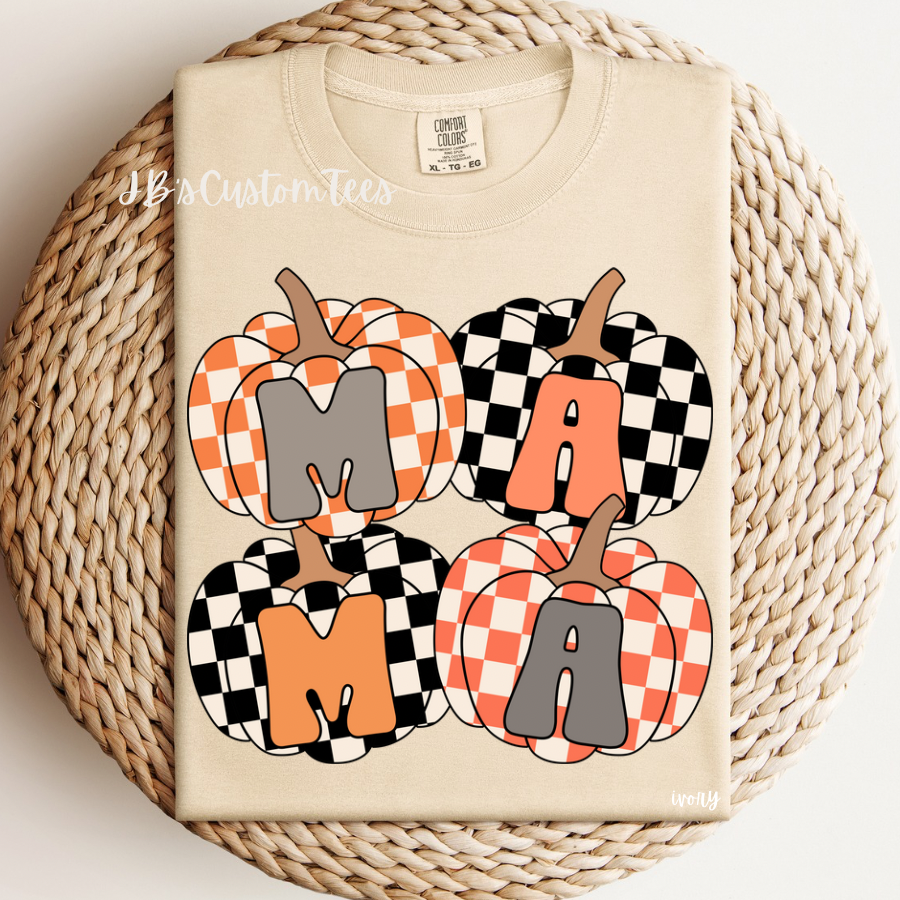 Mama Checkered Pumpkins CC Tee