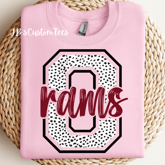 Light Pink O Rams Dalmatian Tee/Sweatshirt