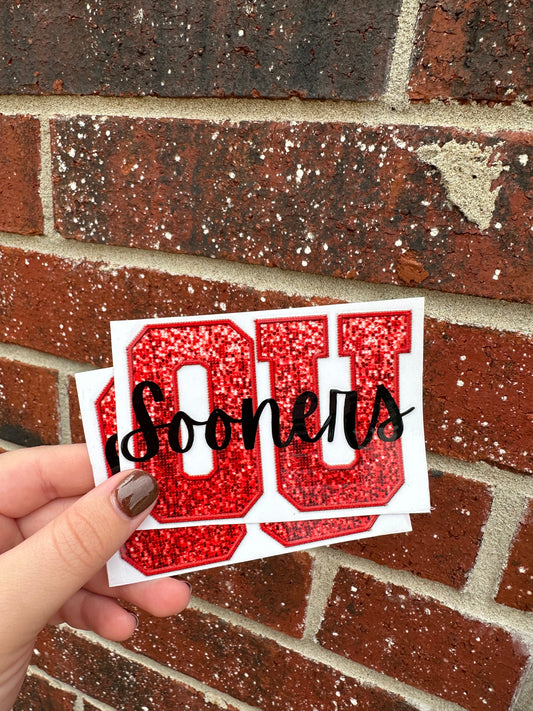 Faux Sequin OU Sooners Decal