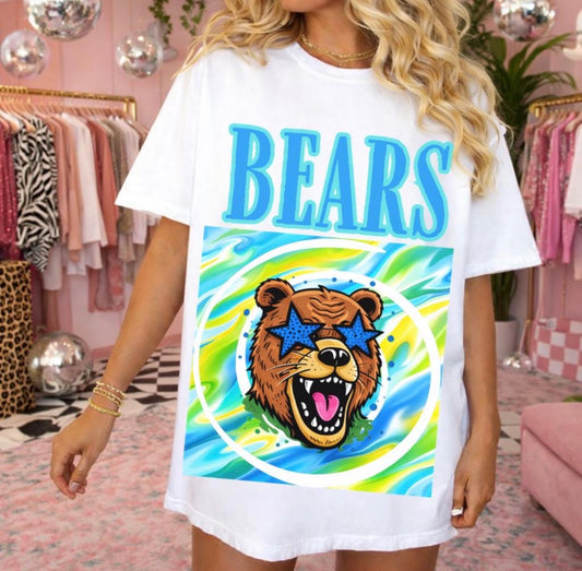 Retro Neon Blue Green Bears — Youth
