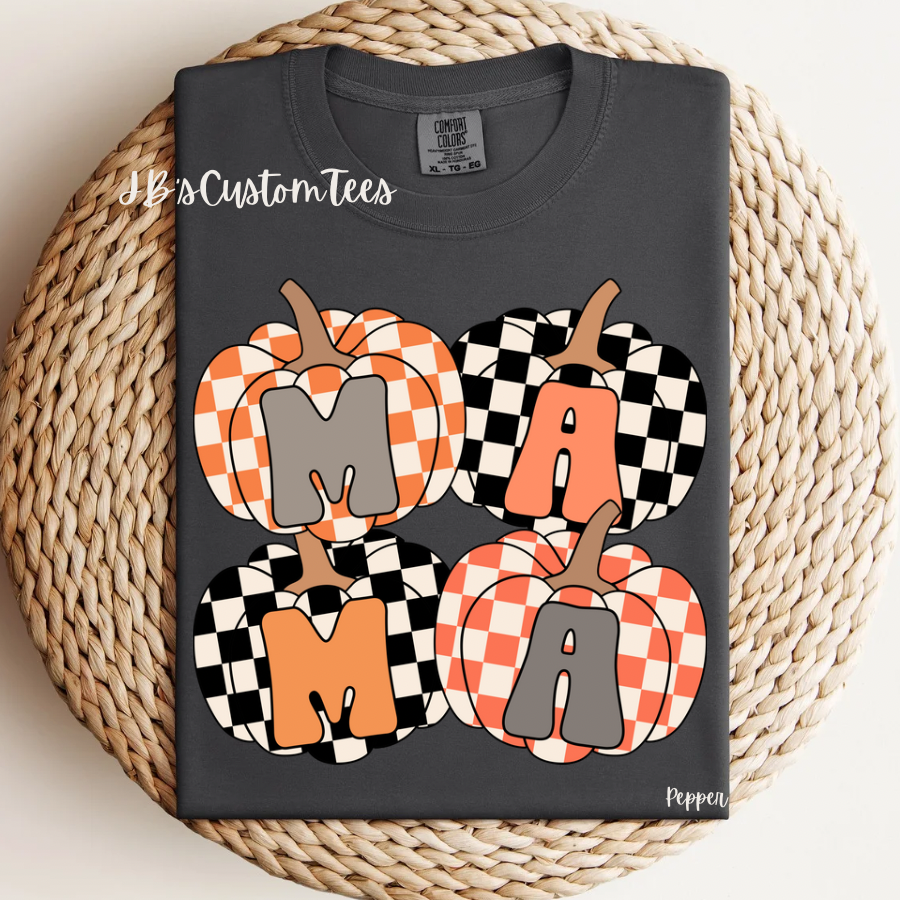 Mama Checkered Pumpkins CC Tee