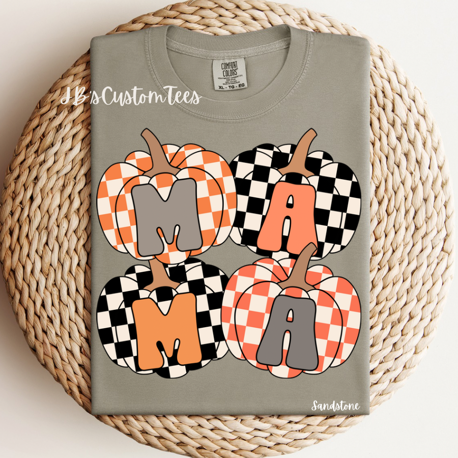 Mama Checkered Pumpkins CC Tee