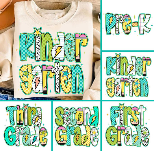 Green Retro Back to School Ivory Comfort Colors Tee