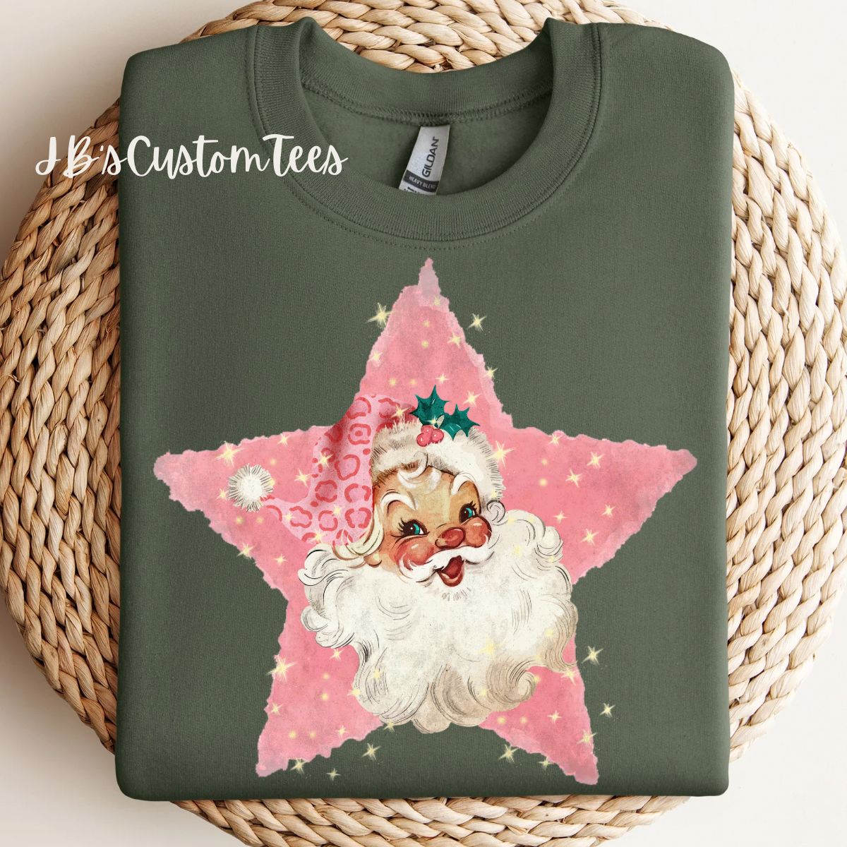 Retro Pink Santa Star Sweatshirt