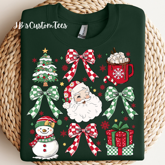 Checkered Bow Christmas Sweatshirt